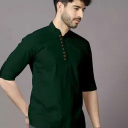 vellosta Men Solid Cotton Blend Straight Kurta image 3