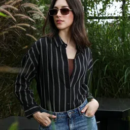 Women Regular Fit Striped Spread Collar Casual Shirt-image-75
