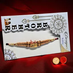 ajaragems Religious Ram Mandir Designer Rakhi for Brother – Designer Beaded Rakhi for Raksha Bandhan Pearl Chawal Roli Pack Set-picture-17
