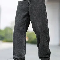 white leapard Men Relaxed Fit Mid Rise Grey Jeans-picture-10