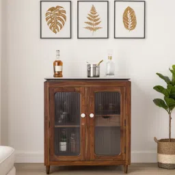 woodsworth from pepperfry Amalfi Sheesham Wood Bar Cabinet In Provincial Teak Finish image 1