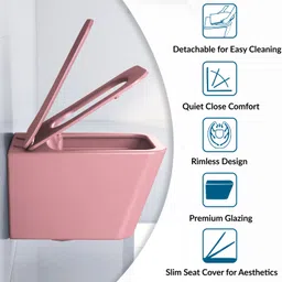 plantex Ceramic Wall Hung Commode for Toilet/Rimless Western Commode/Commode with Soft Closing Toilet Seat - (Square ,P Trap - APS-3045) Western Commode image 2