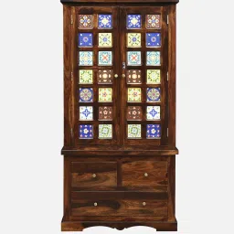 mudramark from pepperfry Siramika Sheesham Wood 2 Door Wardrobe In Provincial Teak Finish image 5