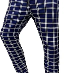 avolt Pack of 2 Men Checkered Blue, Black Track Pants image 3