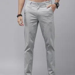 roadster Men Regular Fit Grey Lycra Blend Trousers image 2
