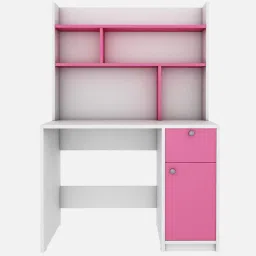 woodbuzz Malta Study Table in Frosty White And Hutch Pink Finish image 3