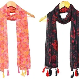 stolevilla Printed Chiffon Women Multicolor Scarf, Stole, Fancy Scarf image 1