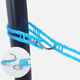 nyamah sales Windproof Anti-Slip Clothes Washing Line Drying Nylon Rope with Hooks Nylon Blue image 2