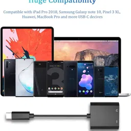 SANNO WORLD Black Type C to3.5mm Audio and Charger Adapter 2-in-1 USB C Splitter Aux,Fast Charging Phone Converter image 3