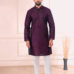 koshin Men Embellished, Embroidered Jacquard Straight Kurta-picture-39