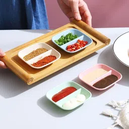 sugaalsu Wheat Straw 2-Grid Tableware for Soya Sauce Dishes, BPA-Free, Easy to Clean_Ne Chutney Plate image 4