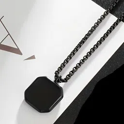 ruby collection Black Silver Stainless Steel Pendant Set image 2