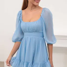 fashion2wear Women Skater Light Blue Mini/Short Dress-picture-48