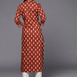 Varanga Women Rust Red & Cream-Coloured Ethnic Motifs Printed Kurta image 5
