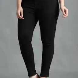 Women Slim Mid Rise Black Jeans-image-0