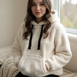 fairiano Women Full Sleeve Self Design Hooded Sweatshirt-picture-12