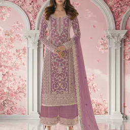 dealbazaars corporation Semi Stitched Net/Lace Salwar Suit Material Dyed, Embroidered, Embellished, Self Design image 4