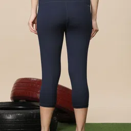 dollar Microfiber Anti Bacterial Elastane Stretch Sports Women Blue Capri image 3