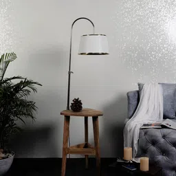 sapphire Ciaro White Iron Shade Shelf Floor Lamp With Wood Base image 3