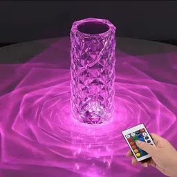 noorishnest Crystal Table Lamp –Rechargeable 3D Diamond Cut Night Light with Multicolor Glow Table Lamp image 3