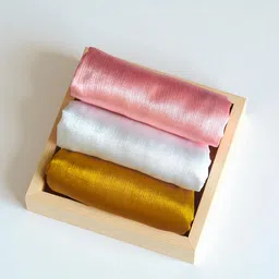 zevio Solid Satin Blend Women White, Pink, Yellow Fancy Scarf image 1