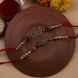 StileAdda Set of 2 Veera Di Beaded Thread Rakhis With Roli Chawal-picture-24