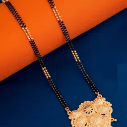 JEWEL WORLD Gold Plated Beaded Mangalsutra With Chain & Earrings image 2