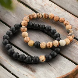 HOT AND BOLD Set Of 2 Onyx Elasticated Bracelets-picture-19
