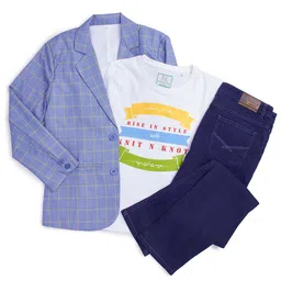 Knit N Knot Boys Printed Cotton T-shirt and Shirt with Trousers-picture-48