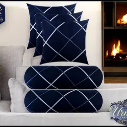 urmila creation Microfibre Bolster Pack of 5 Geometric 3 Cushion 2 bolster-picture-21