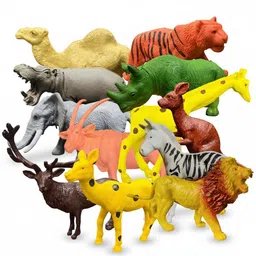 krishna toys Big Size Animal Toys Set for Kids- Lion Tiger Giraffe Elephant Camel Zebra Deer-picture-27