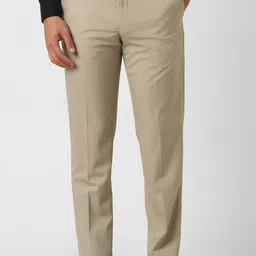 van heusen Men Slim Fit Beige Polyester Trousers-picture-23