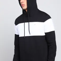 park avenue Men Full Sleeve Color Block Hooded Sweatshirt image 2
