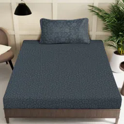 fabinaliv Grey Floral 300 TC Woollen Single Bedsheet with Pillow Cover-picture-28