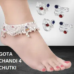 tamma fashion Beautiful Silver Plated Bridal Payal For Women One Pair Alloy Anklet Alloy Toe Anklet-picture-14