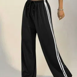 ms bottom Women Striped Black Track Pants image 4