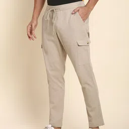 dennis lingo Men Regular Fit Beige Cotton Blend Trousers image 2