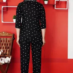 shiv textile Women Night Suit Set Black Printed image 2