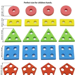 kidzblend Wooden Sorting Blocks for Kids, Preschool Educational Color Shape Learning Toy image 3