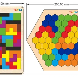 todfod Wooden hexatetris Puzzle Toy Brain Games for Boys & Girls, Brain Booster image 4