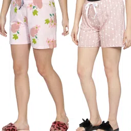 club a9 Pack of 2 Printed Women Multicolor Boxer Shorts, Casual Shorts, Night Shorts, Regular Shorts, Beach Shorts image 3