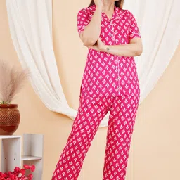 alecia fastion Women Shirt & Pyjama set Pink Printed image 2