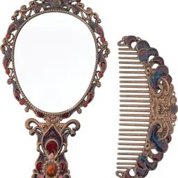 rajasthani haat and craft Metal Hand Mirror and Comb for Girls image 5