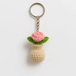 nyvora Handmade MiniBloom Pot Crochet Keychain | Cute Woolen Flower Pot Bag Charm Key Chain-picture-44