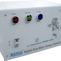rahul Base-10000 cd10 Kva/40 Amp,3 Booster,Input 140-280 Volt,Use a Maximum of 40 Amp Load,With 3 Metar Input,Output+Load Metar With Over Load MCB,Mainline Automatic Digital Copper Voltage Stabilizer Digital Automatic Voltage Stabilizer image 3