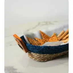 Set Of 2 Blue Sabai Grass Bread Buddy Bread Basket-image-24