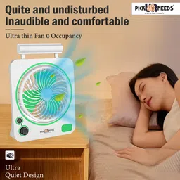 pick ur needs Mini Rechargeable Table Fan 2 Mode LED Tube Light With USB Charging 3 Blade 4 hrs Lantern Emergency Light image 3