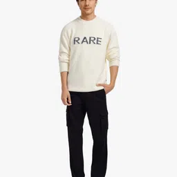 rare rabbit Men Solid Crew Neck White Sweater image 3