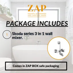 ZAP Skoda Series 3 in 1 Wall Mixer with Cartridge Brass Valve(Chrome Finish) Skoda Series image 5