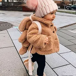 krystle Toddler Double Pom Pom Beanie Kids Winter hat Warm Soft Toddler Cap Cute Kids Knitted Beanie for Baby Boys and Baby Girls (7-12Years)(Pink) image 4